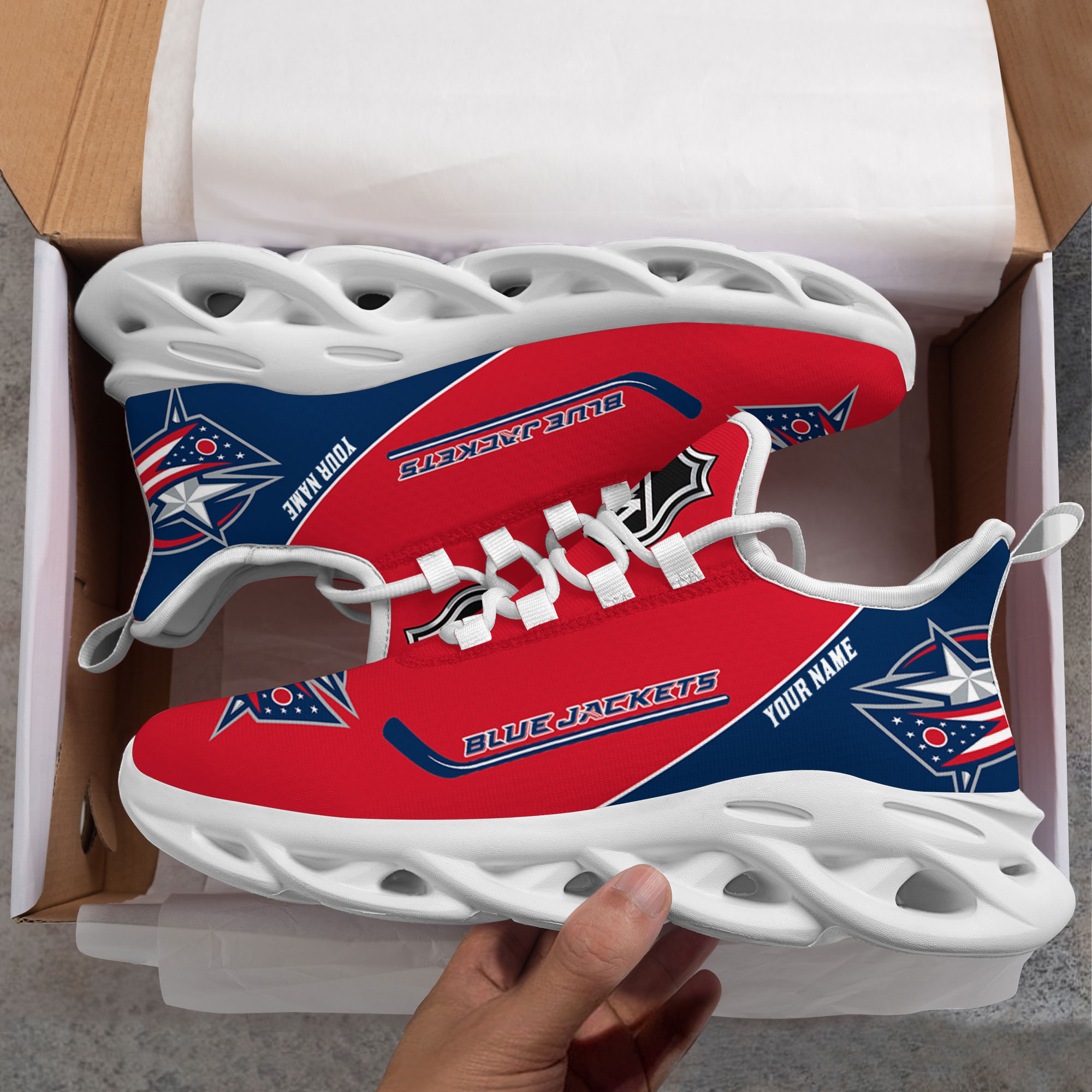Custom Name Columbus Blue Jackets PERSONALIZED MAX SOUL SHOES DS006 NEW 2022 M1