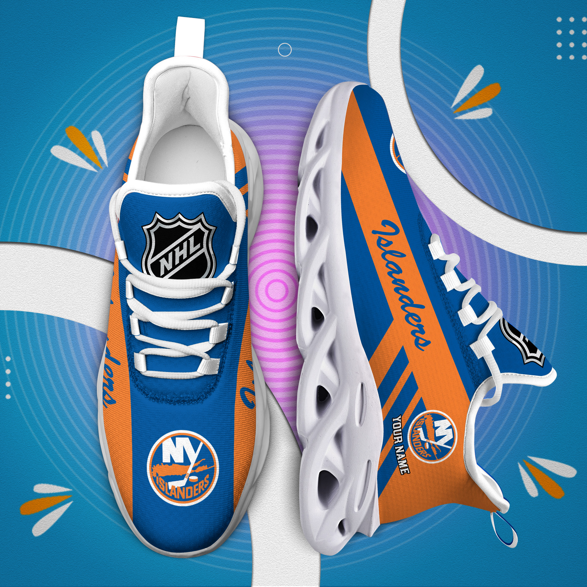 Custom Name New York Islanders PERSONALIZED MAX SOUL SHOES DS004