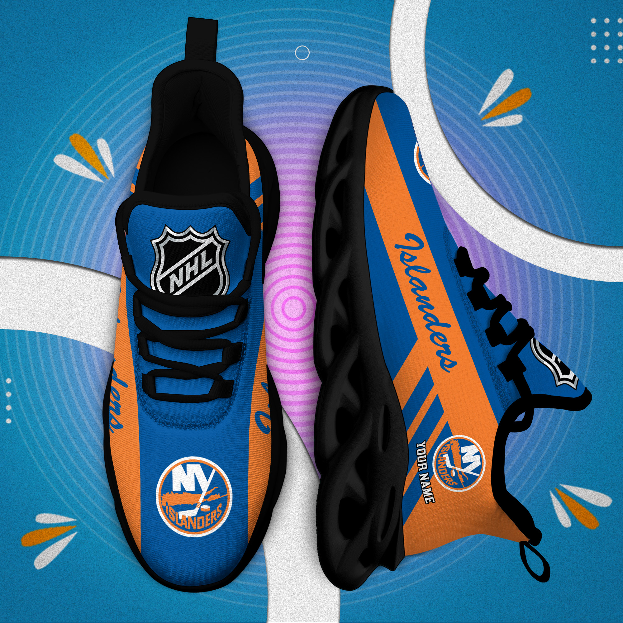 Custom Name New York Islanders PERSONALIZED MAX SOUL SHOES DS004