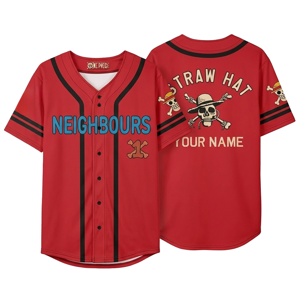 custom name one piece straw hat neighbors baseball jersey 9800 z1sfr