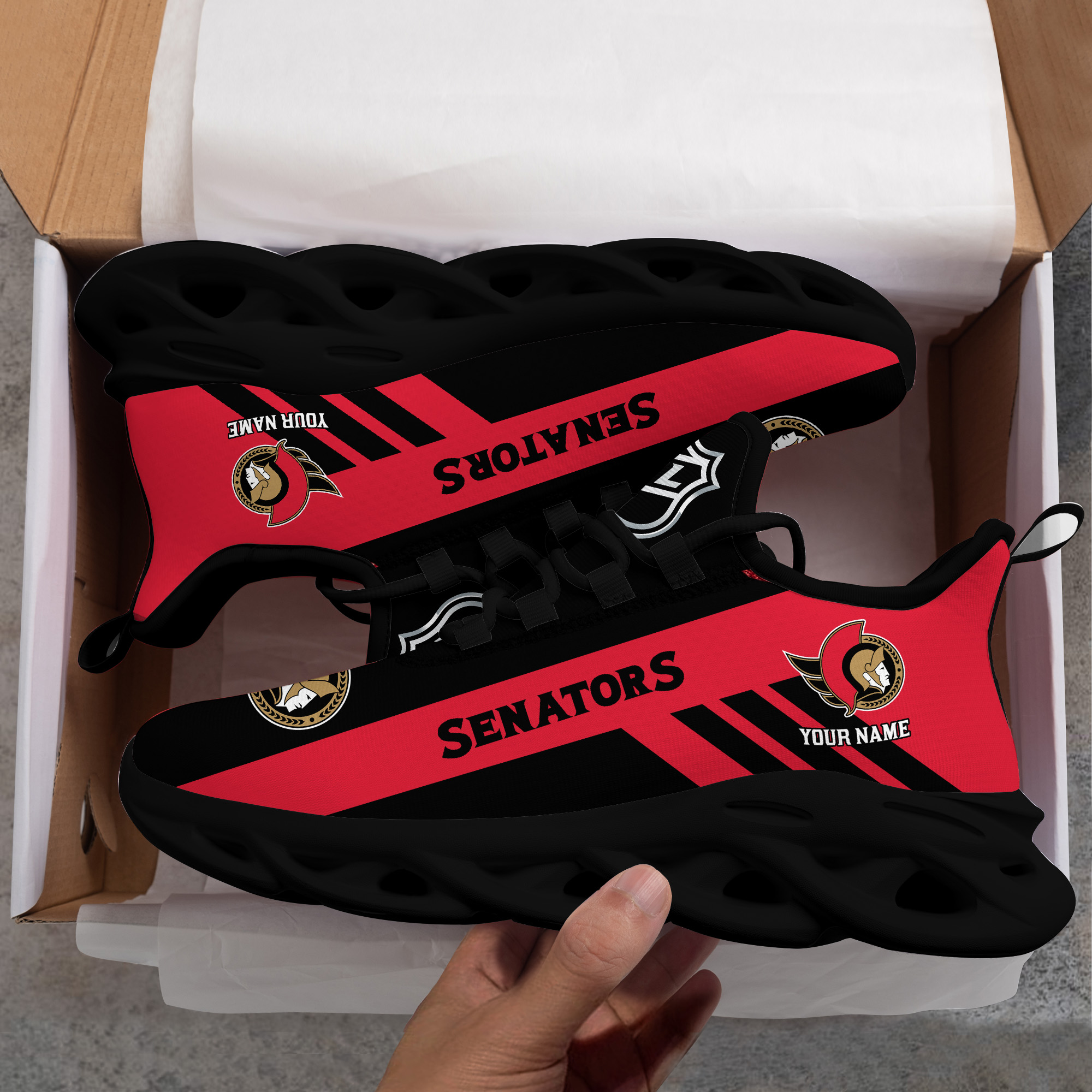 Custom Name Ottawa Senators PERSONALIZED MAX SOUL SHOES DS004