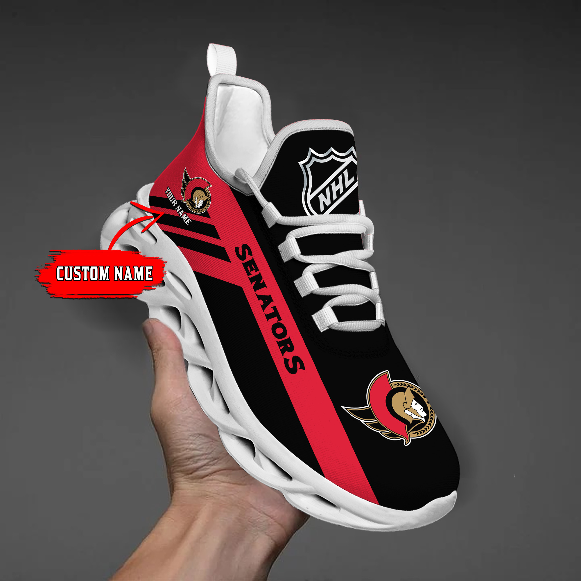 Custom Name Ottawa Senators PERSONALIZED MAX SOUL SHOES DS004