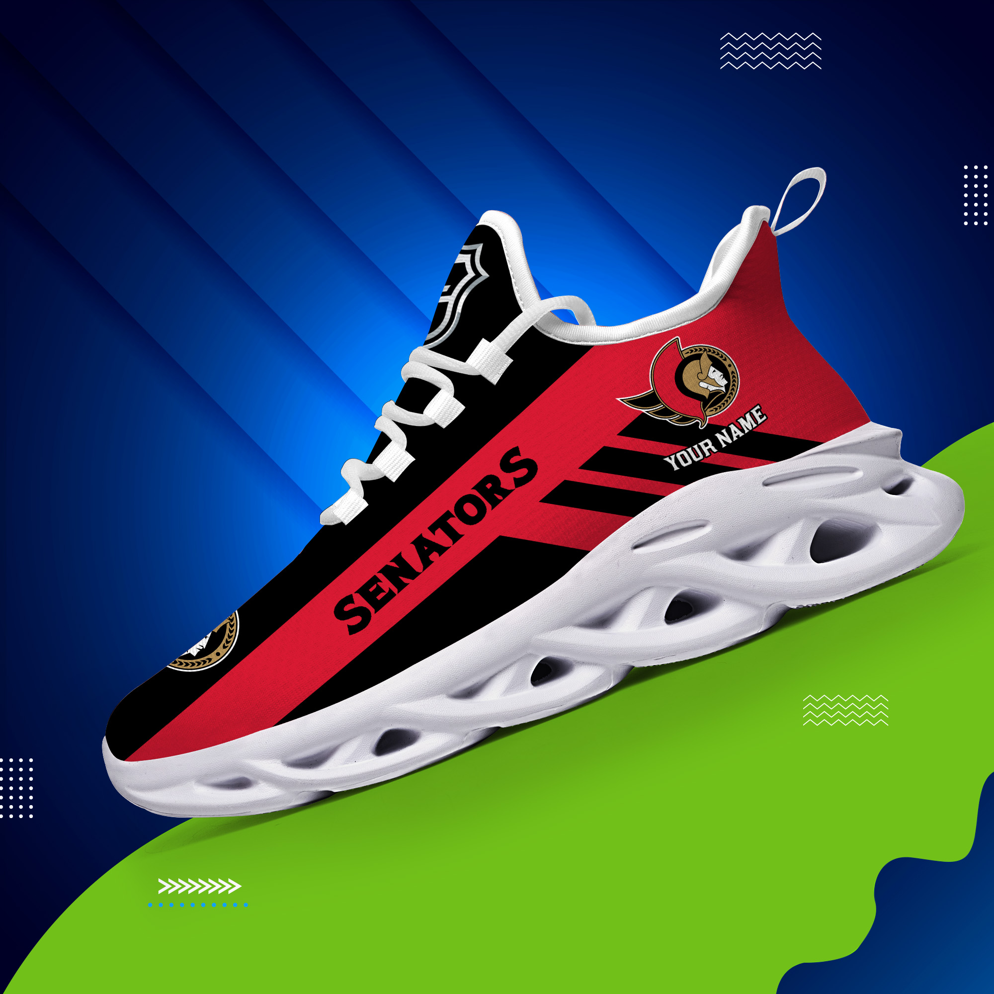 Custom Name Ottawa Senators PERSONALIZED MAX SOUL SHOES DS004
