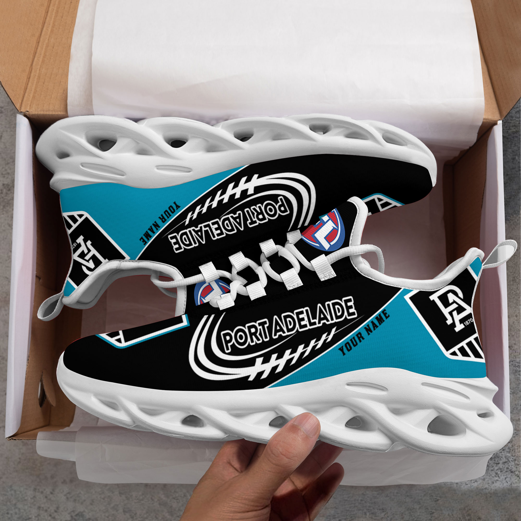 Custom Name Port Adelaide Power PERSONALIZED MAX SOUL SHOES DS006