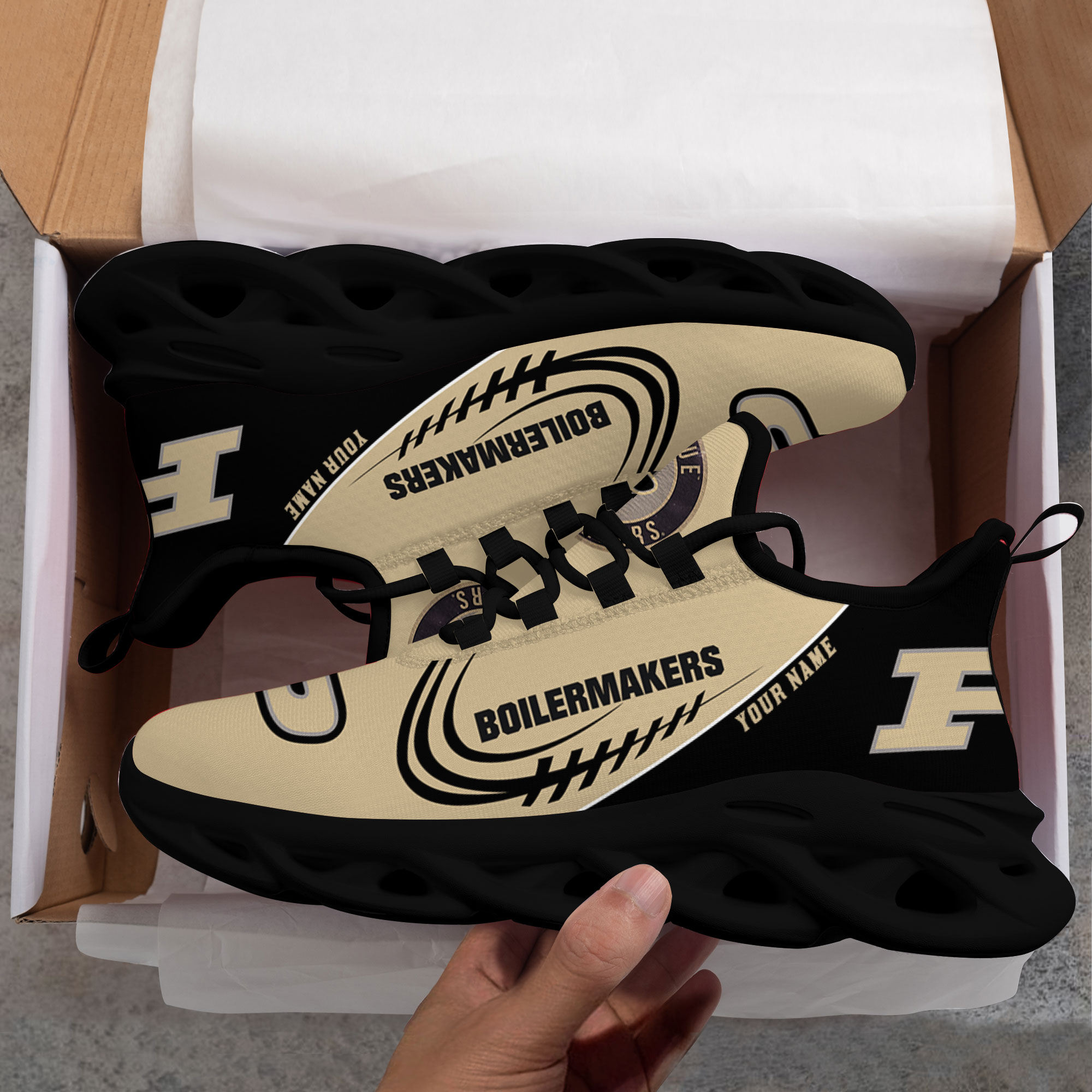 Custom Name Purdue Boilermakers PERSONALIZED MAX SOUL SHOES DS006