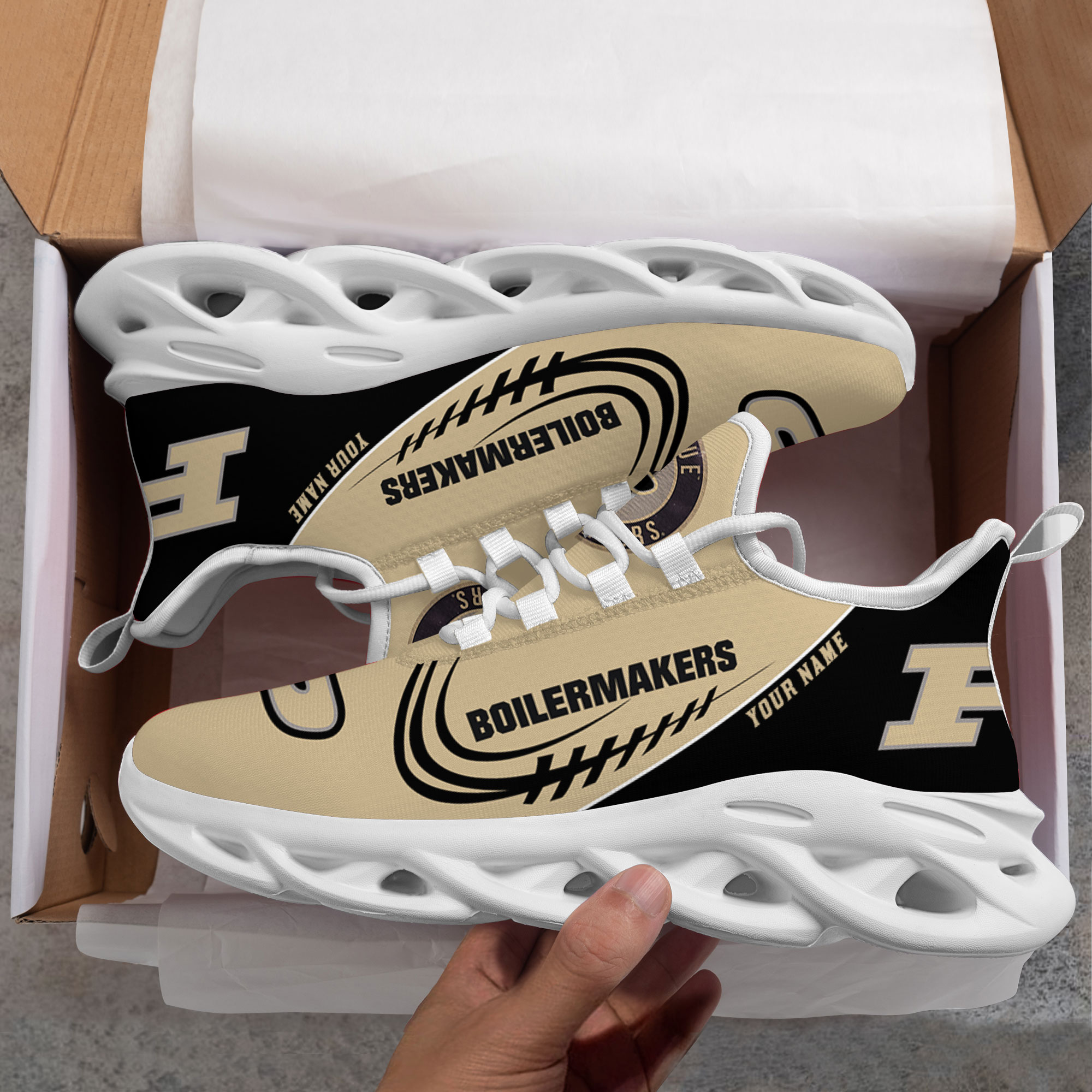 Custom Name Purdue Boilermakers PERSONALIZED MAX SOUL SHOES DS006