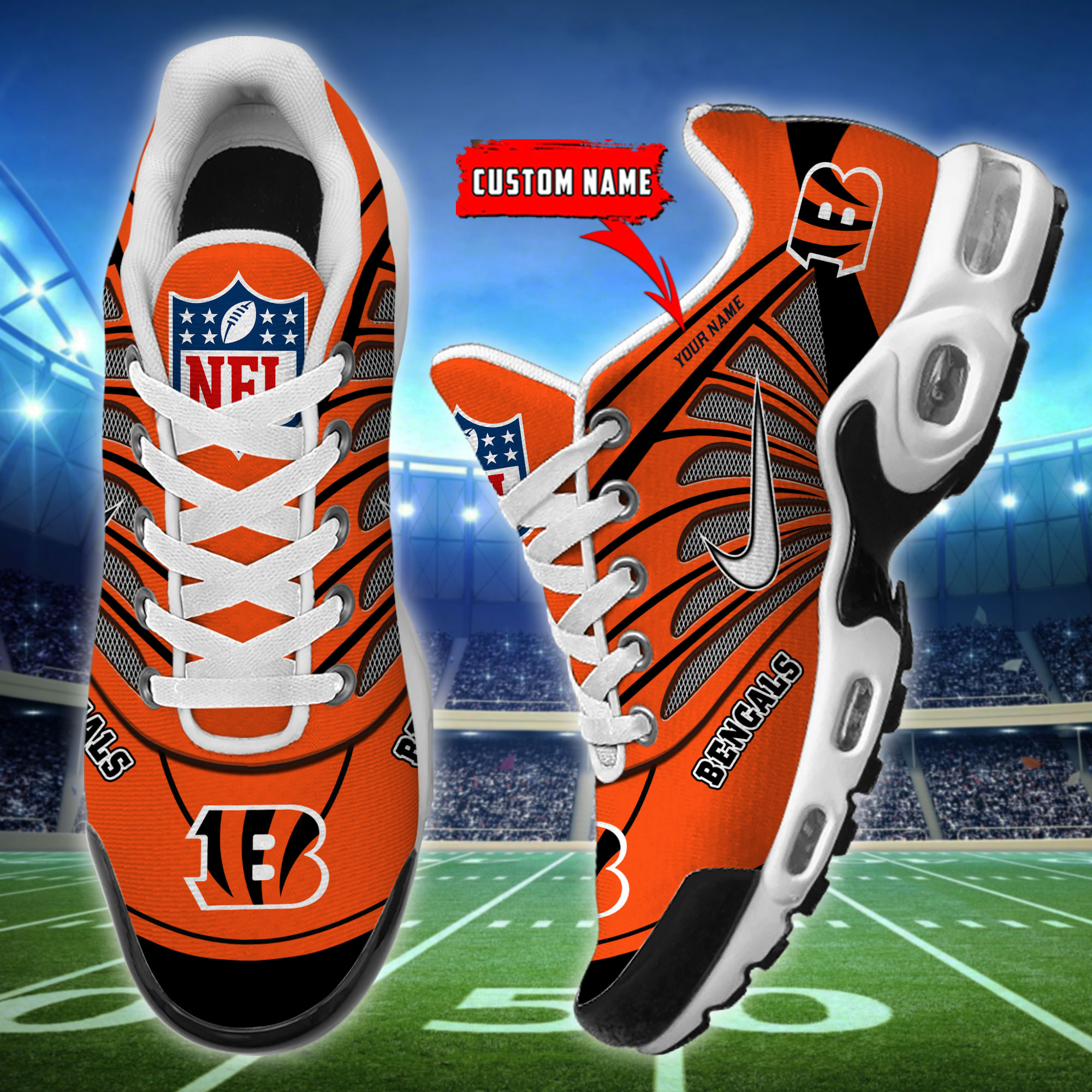 Customize Your Name with Cincinnati Bengals Ver 39 Sport Shoes