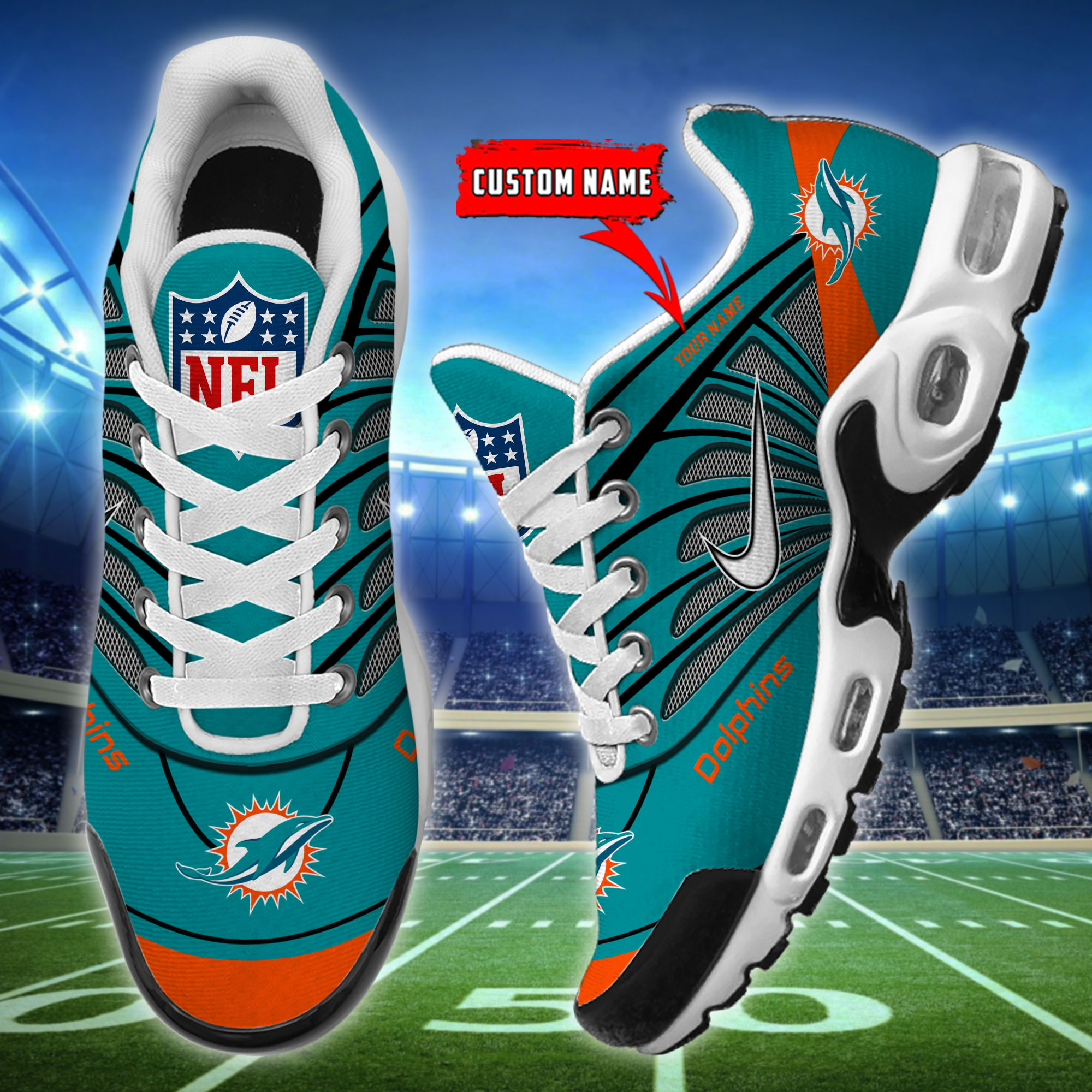 Customize Your Name with Miami Dolphins Ver 39 Sport Shoes