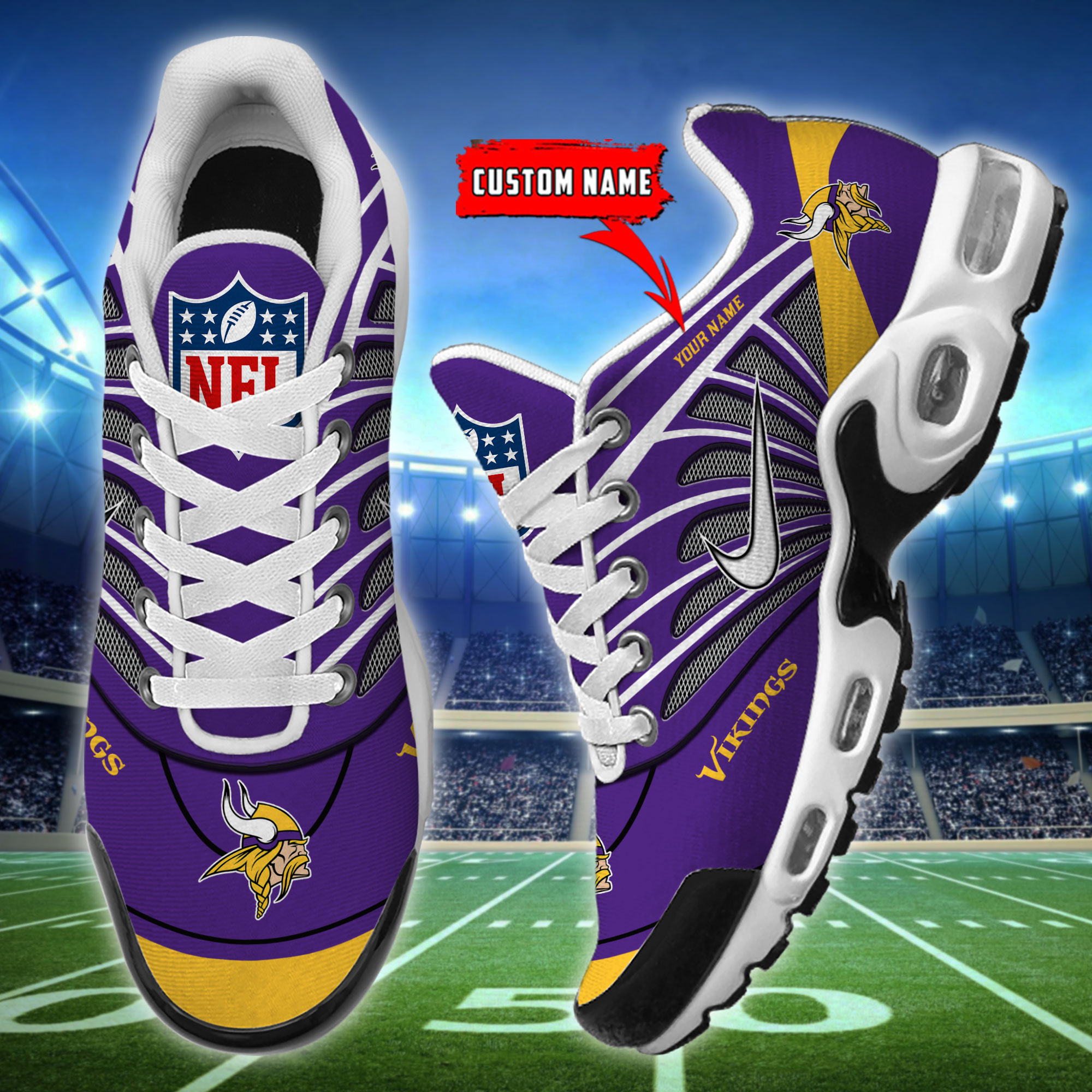 Customize Your Name with Minnesota Vikings Ver 39 Sport Shoes
