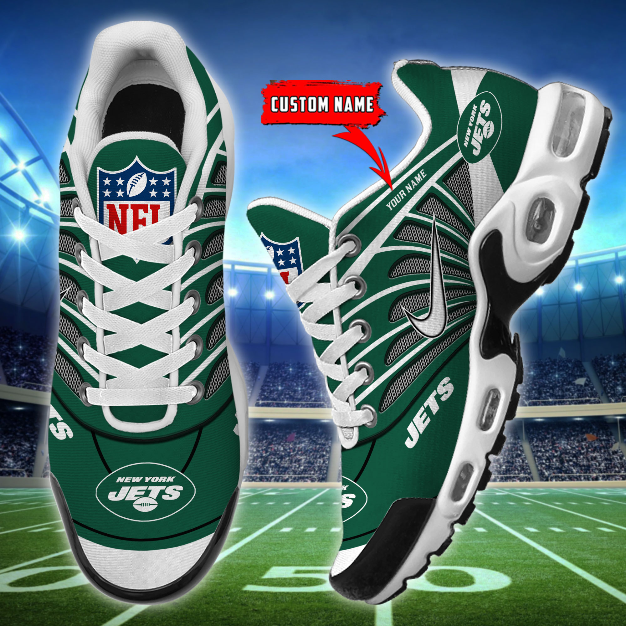 Customize Your Name with New York Jets Ver 39 Sport Shoes
