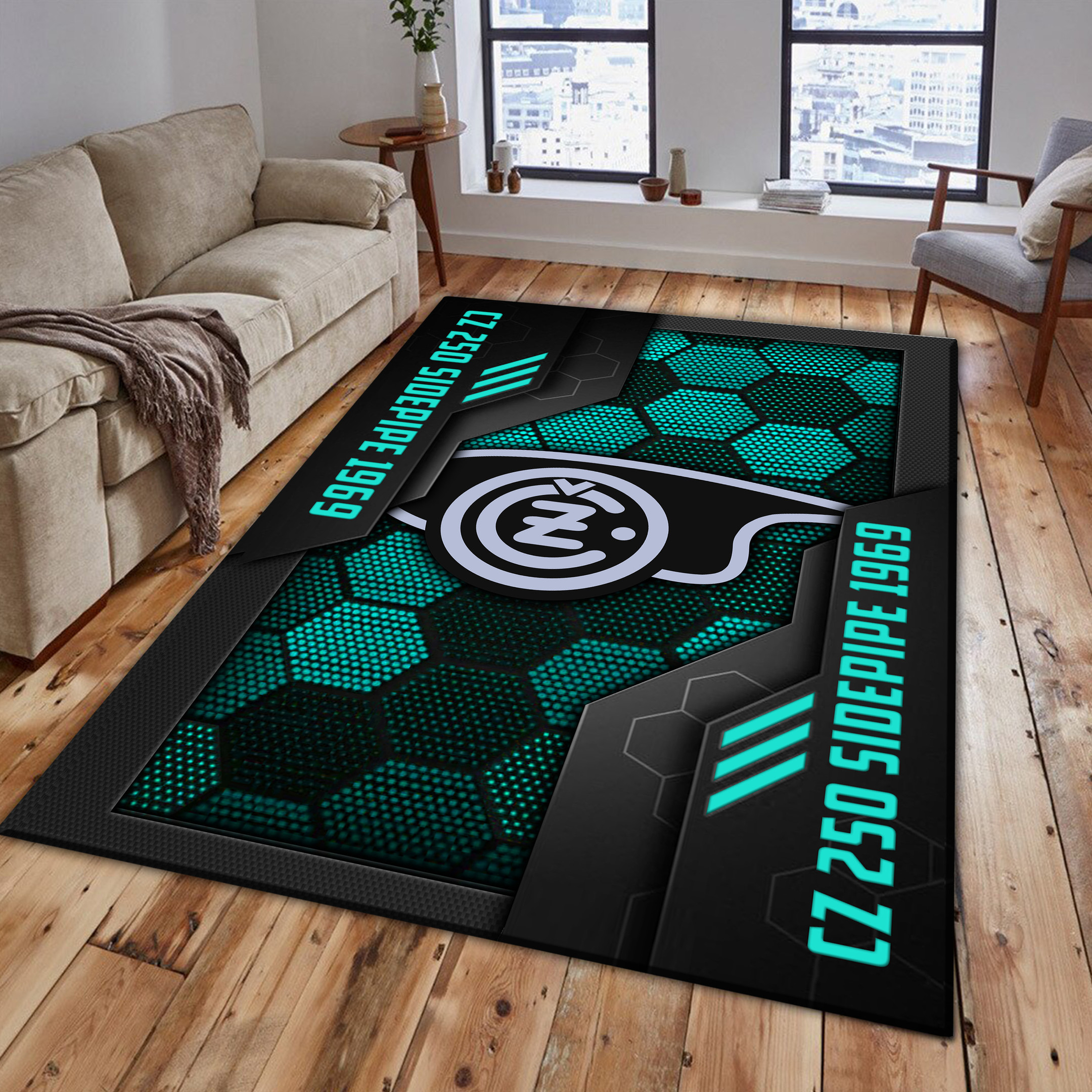 CZ 250 Sidepipe 1969 Area Rugs 4098 Multicolor