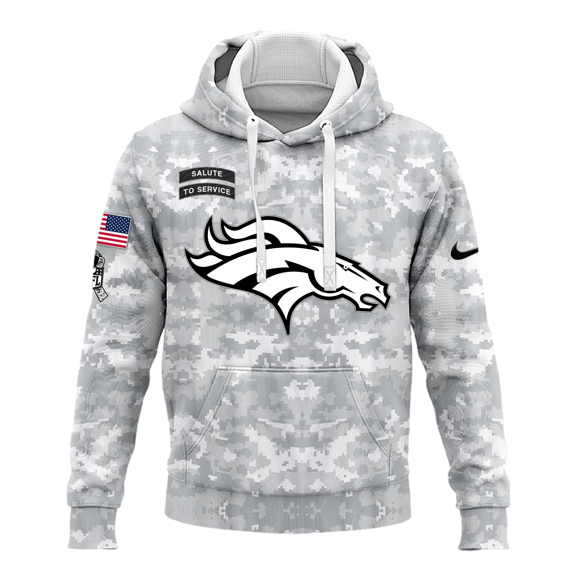 Denver Broncos Arctic Camo Salute to Service Club Hoodie 2024