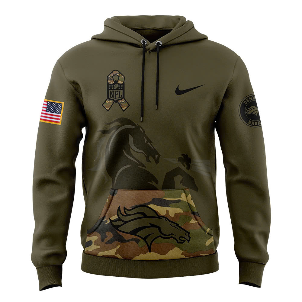 Denver Broncos Camo Salute to Service Club Fleece Pullover Hoodie