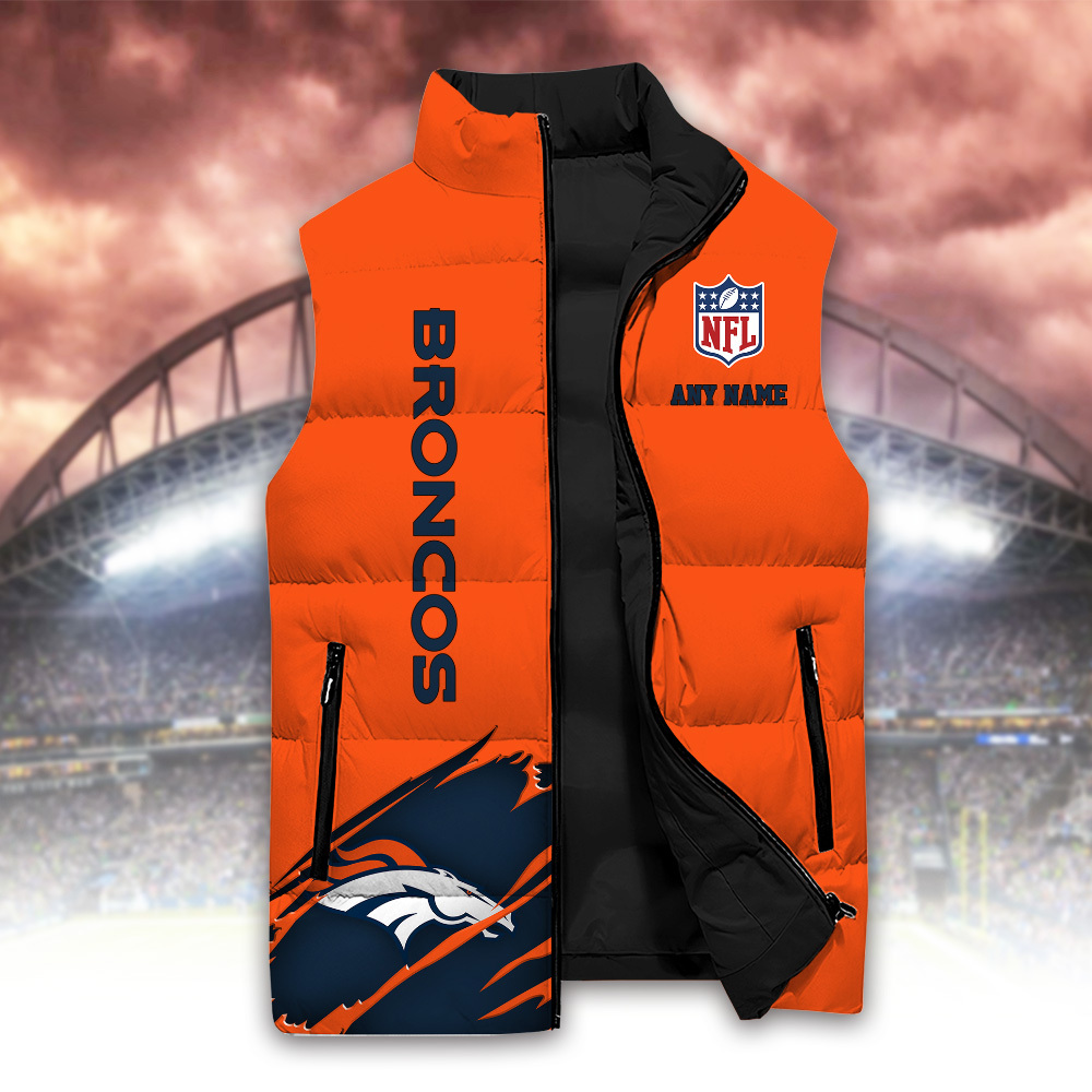 Denver Broncos Personalized Skull Sleeveless Down Vest V2 SP26092310DS02
