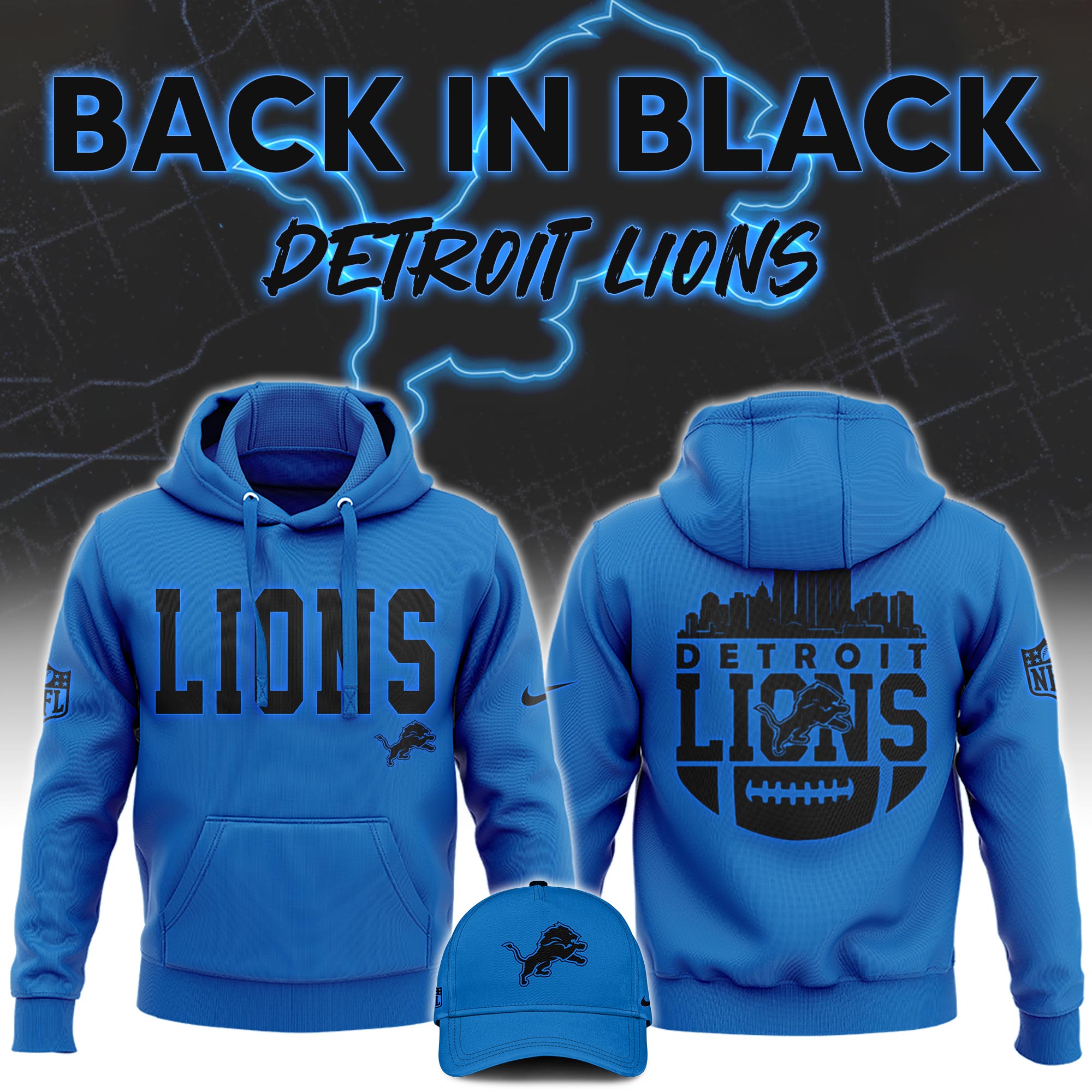 Detrois Lions Back In Black Hoodie s V4