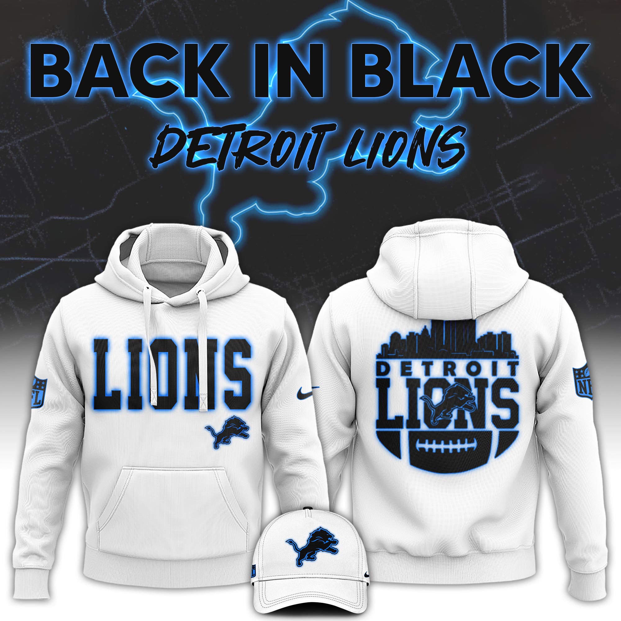 Detrois Lions Back In Black Hoodie s V4