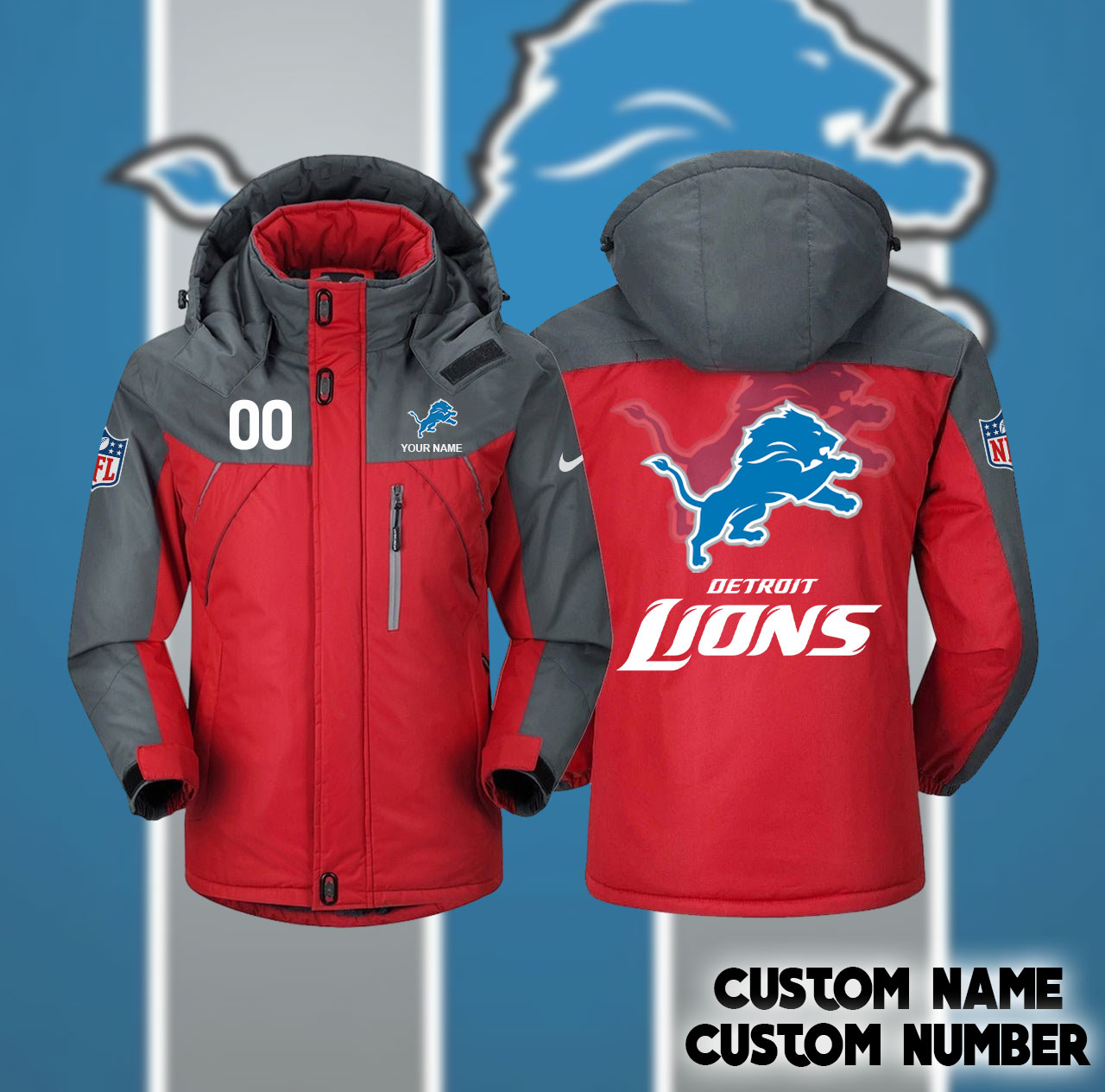 Detroit Lion Interchange Jacket Personalized