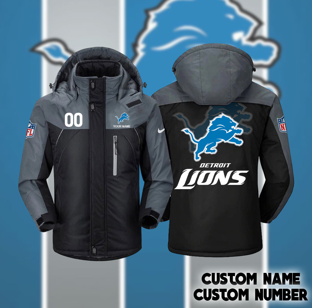 Detroit Lion Interchange Jacket Personalized