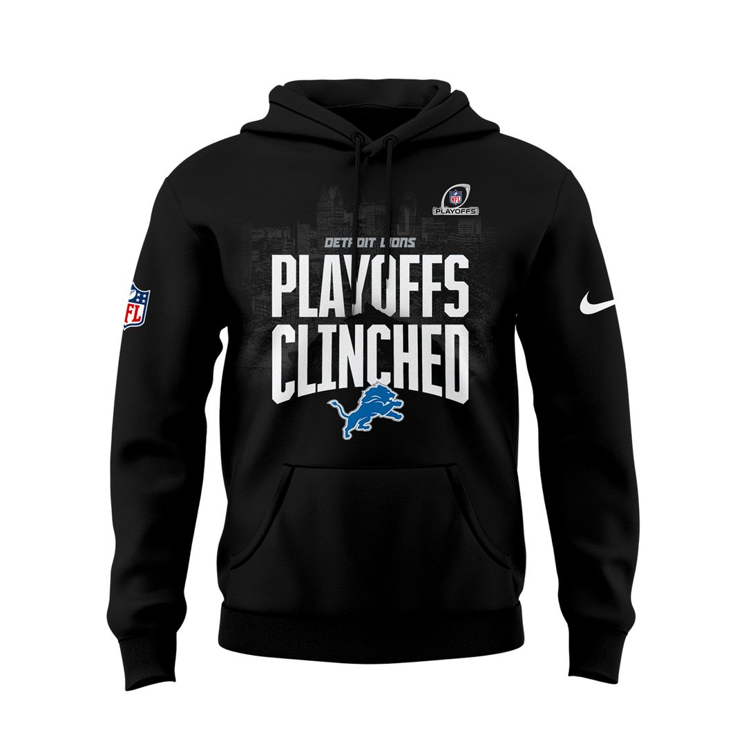 Detroit Lions 2024 Playoffs Clinched Black Hoodie gift for fans