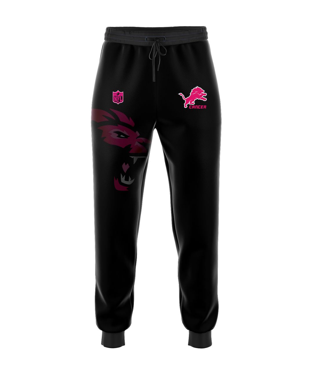 Detroit Lions Men's and Women's Breast Cancer Awareness Crucial Catch Fanfare Hoodie – Black Pink