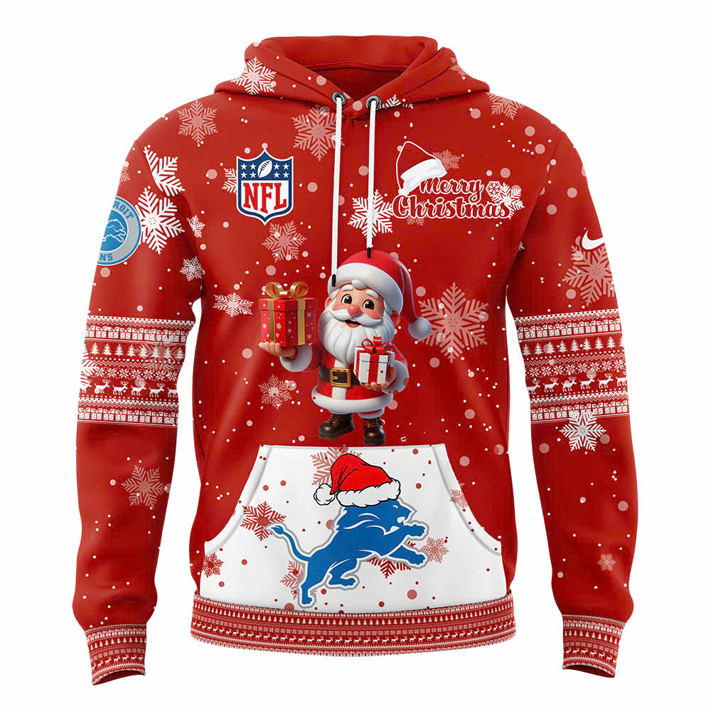 Detroit Lions Merry Christmas Premium Pullover Hoodie