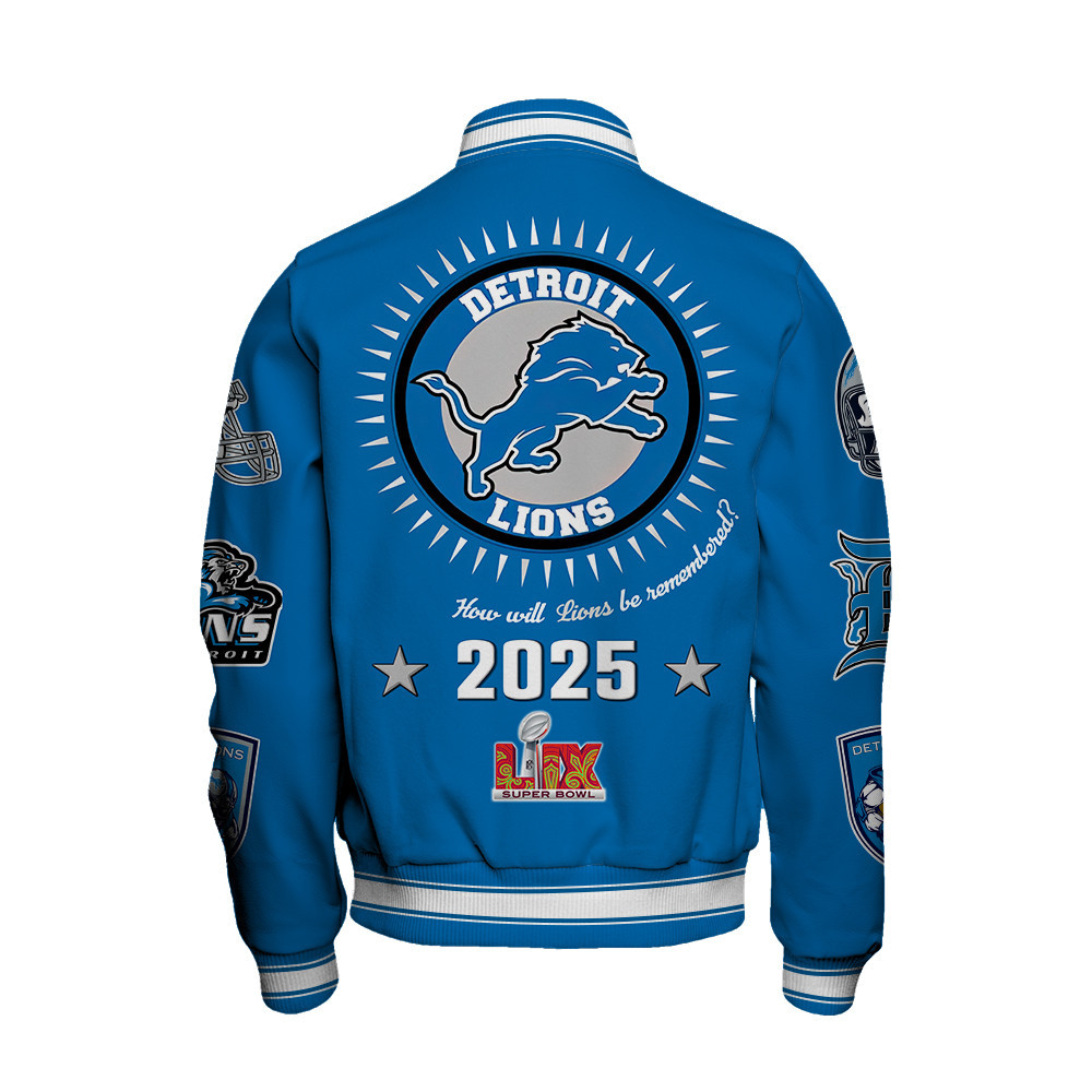 Detroit Lions Super Bowl LIX Celebrate The Champions Varsity Jacket