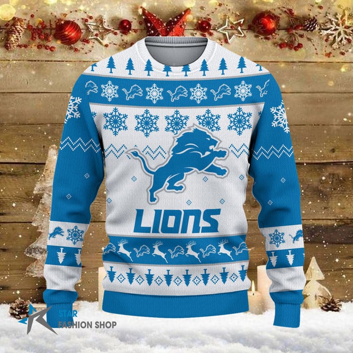 Detroit Lions Woolen Christmas Ugly Sweater BGSWT120