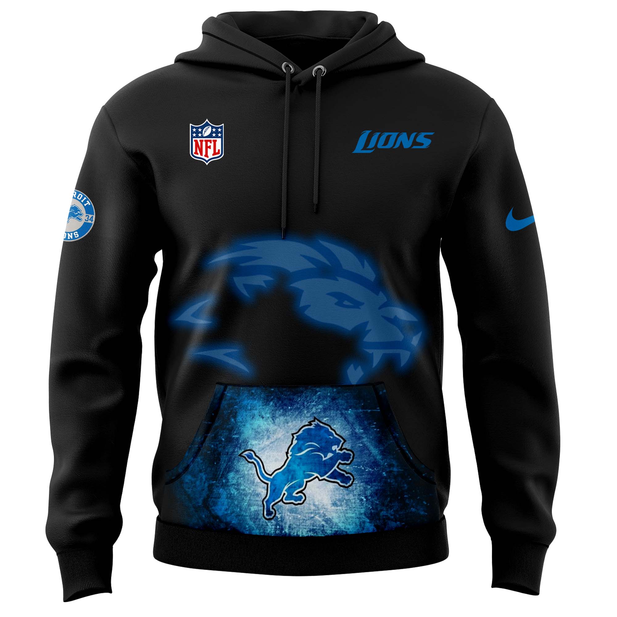 Detroit Lions x Dark Knights Rising Night Premium Pullover Hoodie