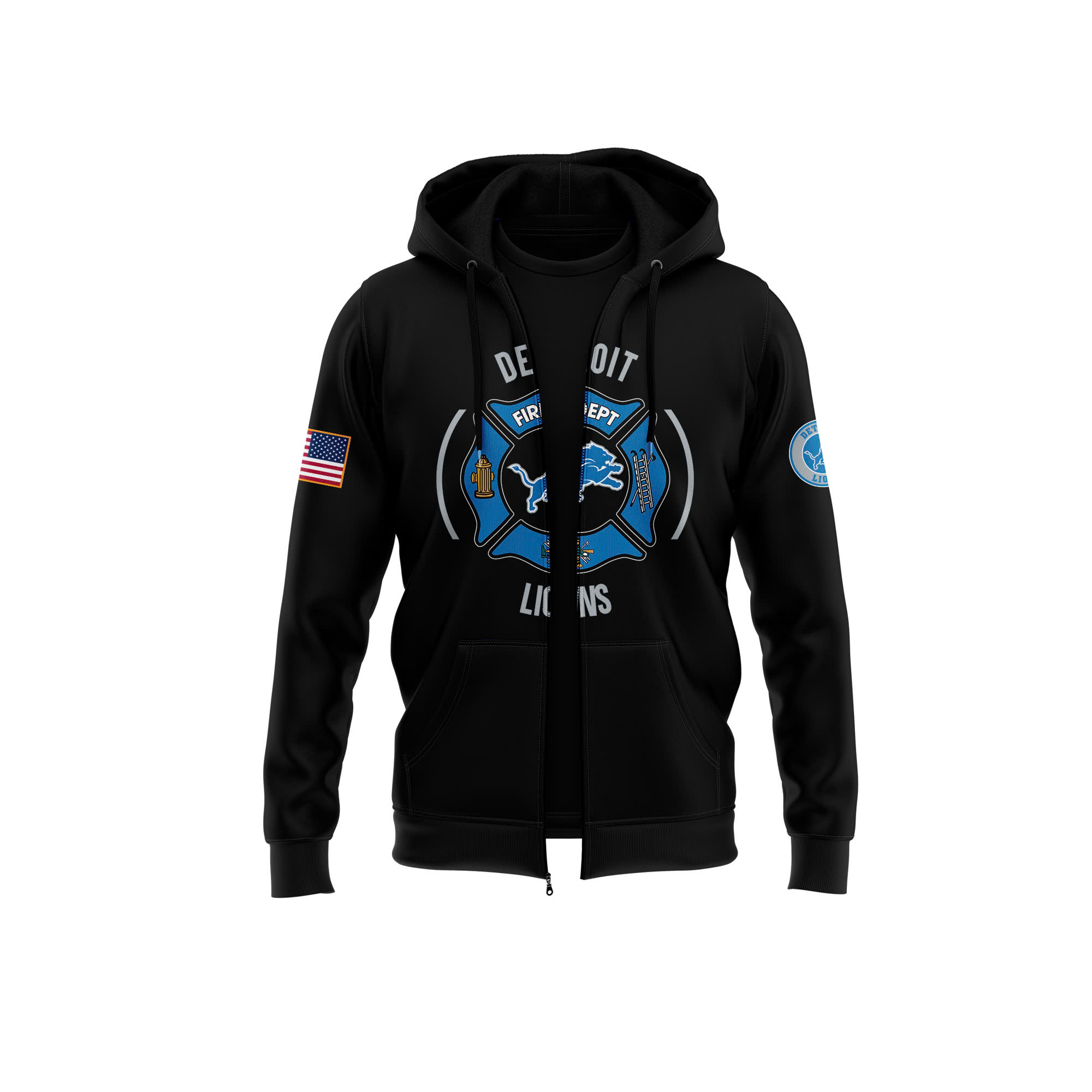 Detroit Lions x Firefighter Appreciation Night Premium Pullover Zip Hoodie
