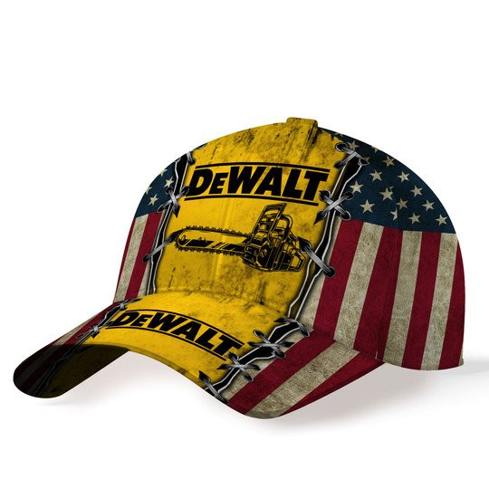 Dewalt Heavy Equipment Mechanic Brand Vintage Us Flag Printed Hat