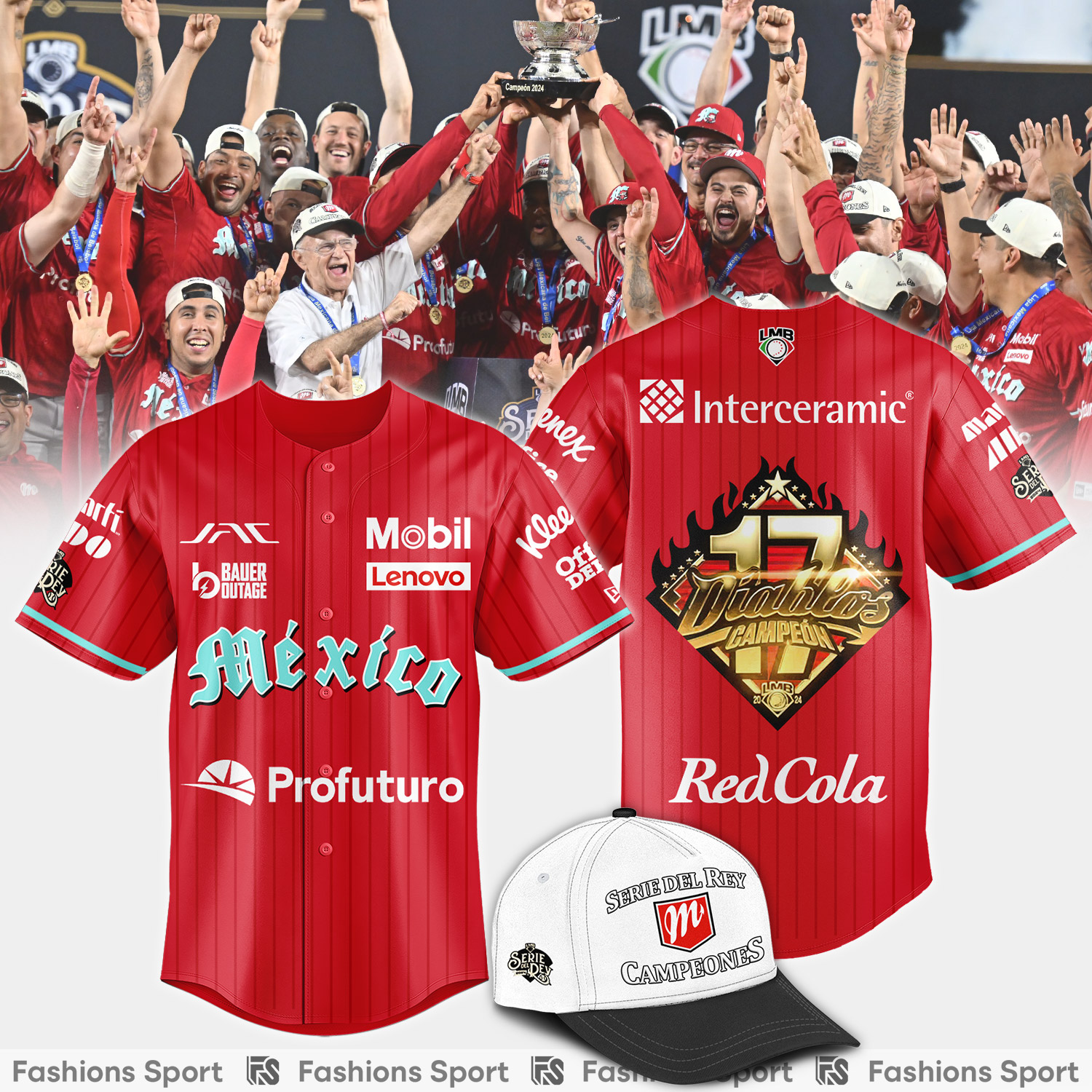 Diablos Rojos del Mexico Campeones baseball Jersey
