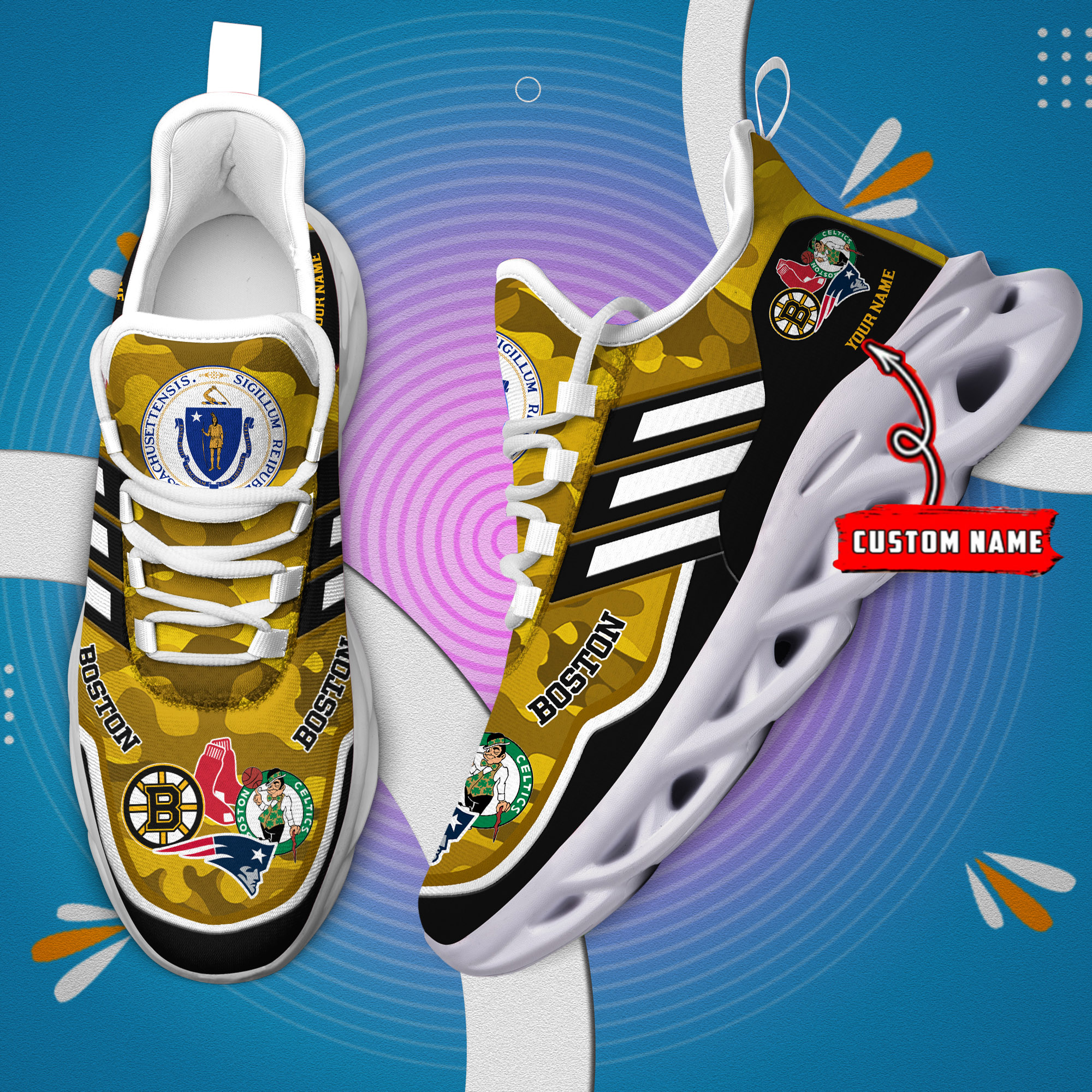 DS005 BostonYELLOW001 Clunky Max Soul Shoes