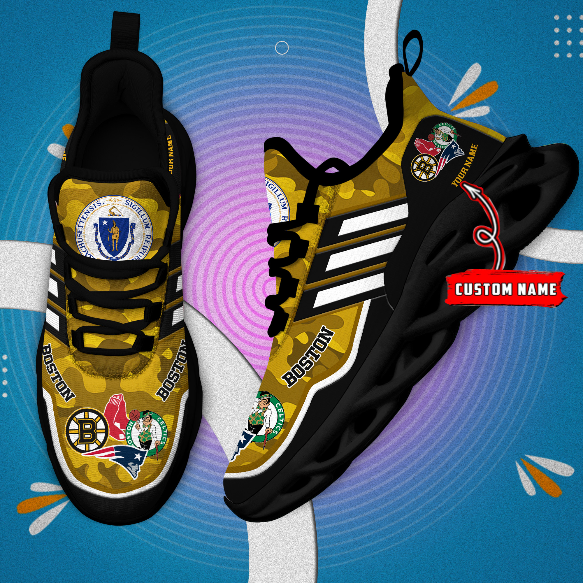 DS005 BostonYELLOW001 Clunky Max Soul Shoes