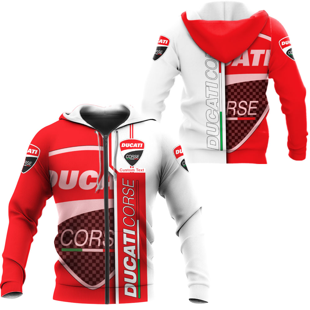 Ducati Corse 3D Apparel Zip Hoodie,Pant,Polo, Button Hawaii Shirt Personalized