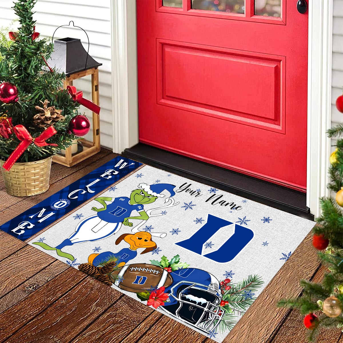 Duke Blue Devils Grinch Christmas Welcome Football Doormat