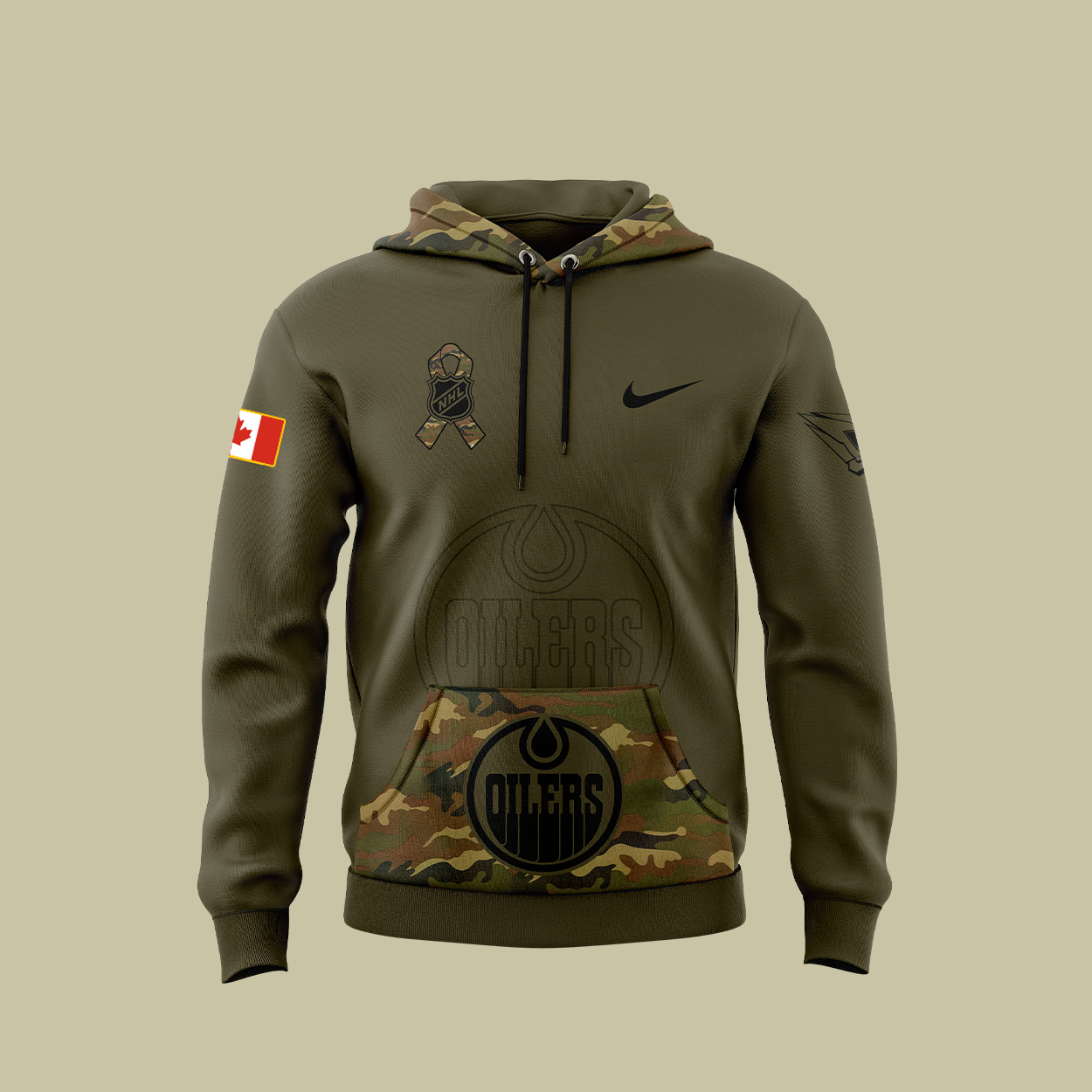 Edmonton Oilers Camo Salute to Service Club Fleece Pullover Hoodie