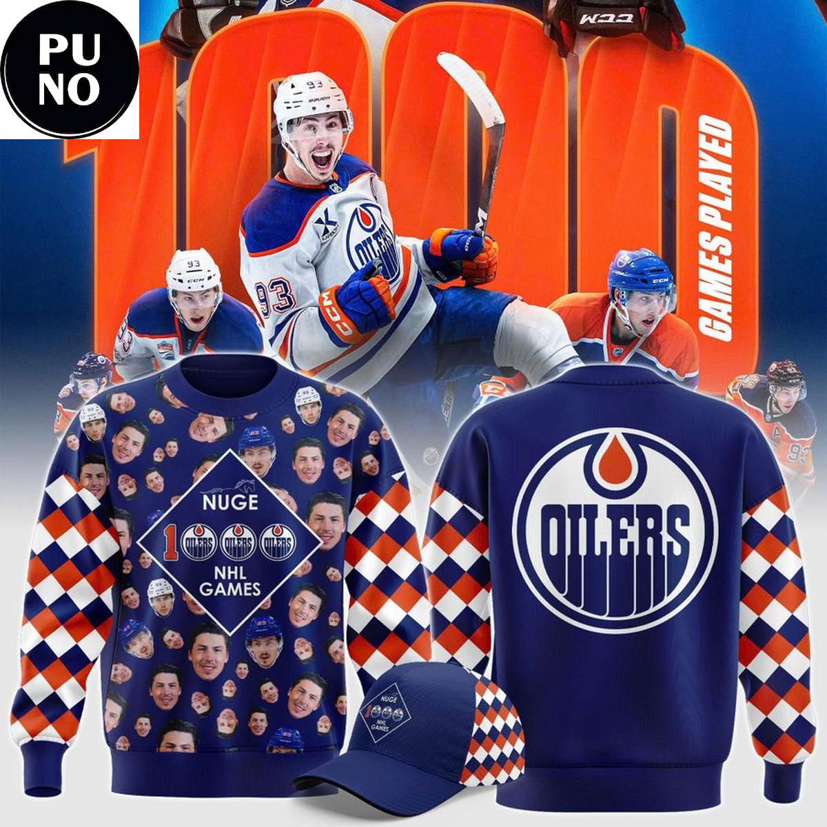 Edmonton Oilers x Ryan Nugent-Hopkins 1000th Games Hoodie Shirt