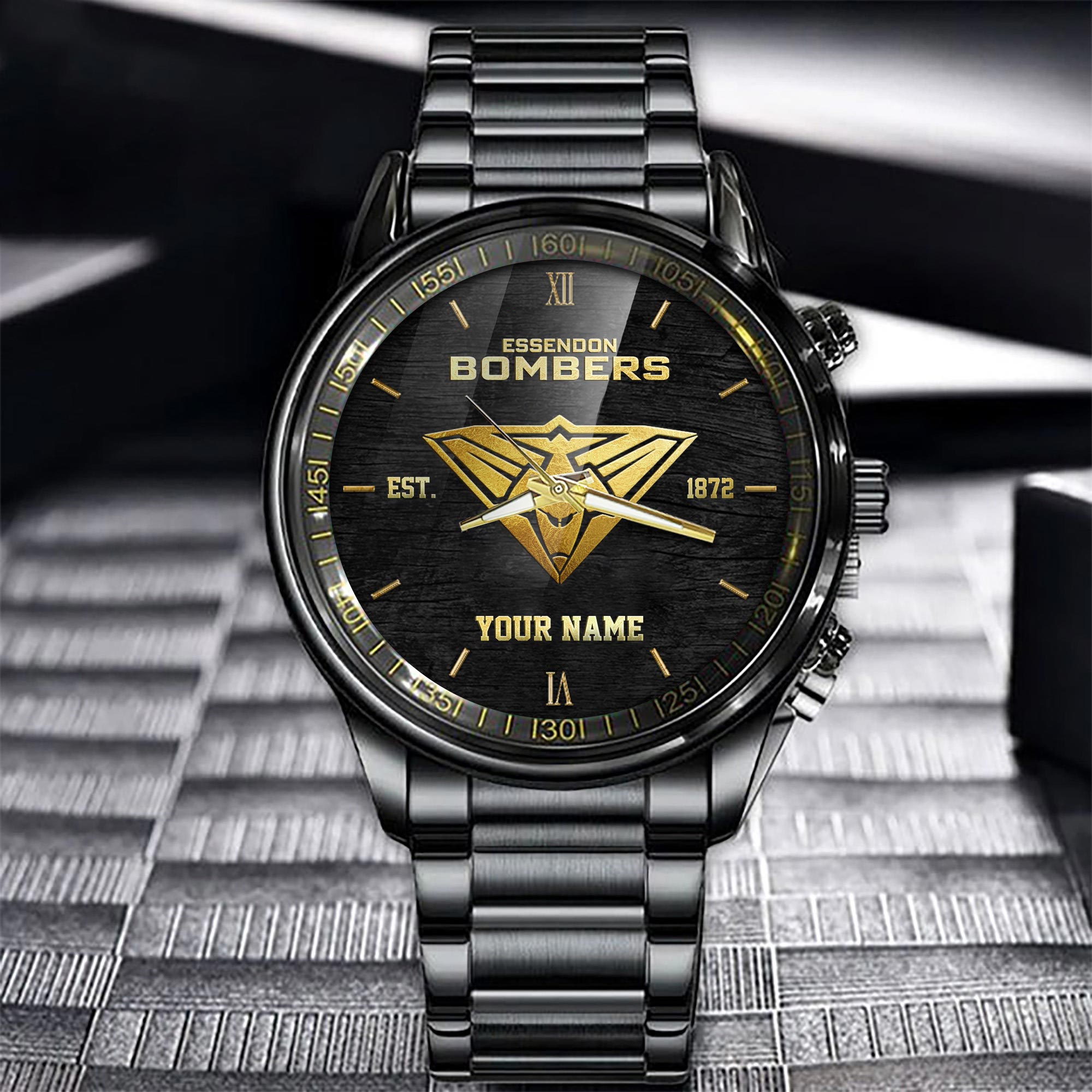 Essendon Bombers Black Fashion Watch Custom Your Name
