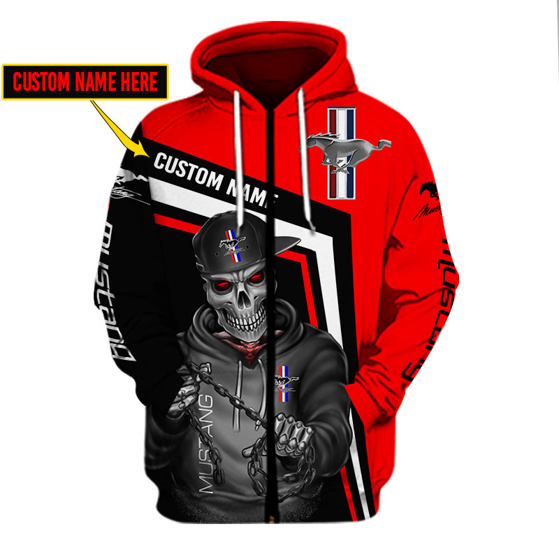 Ford Mustang Skull Tshirt, sweatshirt, Polo, Hawaiian, Hoodie 3D Apparel Full Printing Custom Name