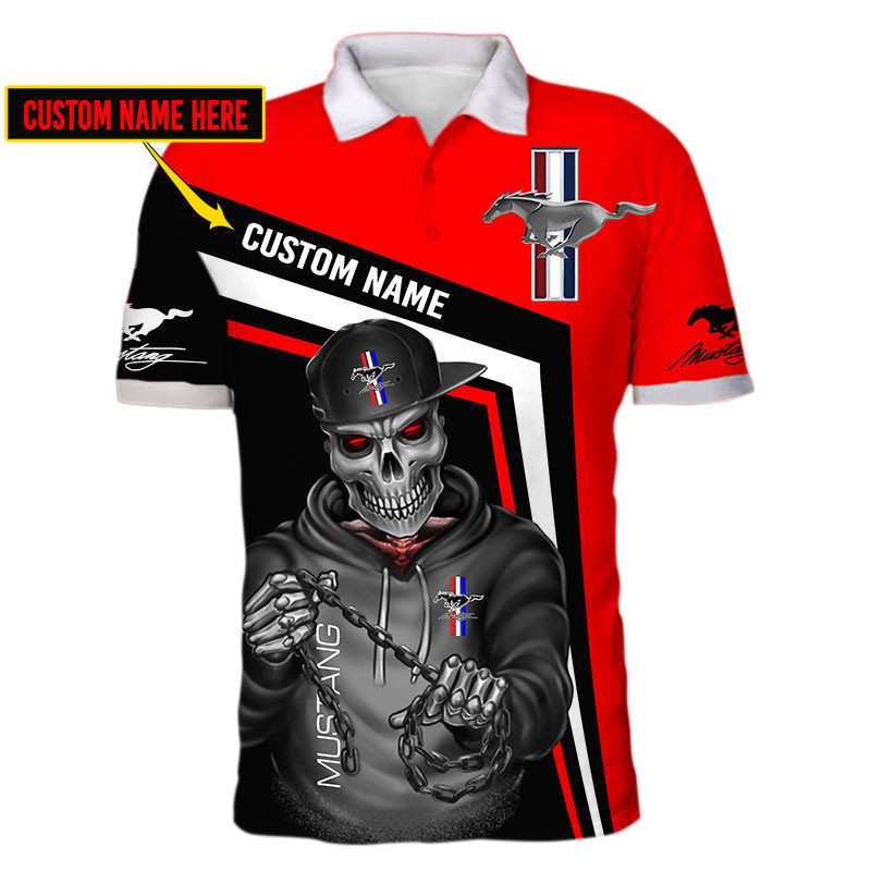 Ford Mustang Skull Tshirt, sweatshirt, Polo, Hawaiian, Hoodie 3D Apparel Full Printing Custom Name
