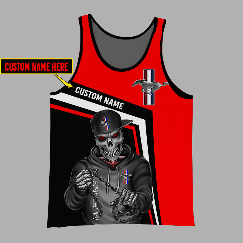 Ford Mustang Skull Tshirt, sweatshirt, Polo, Hawaiian, Hoodie 3D Apparel Full Printing Custom Name