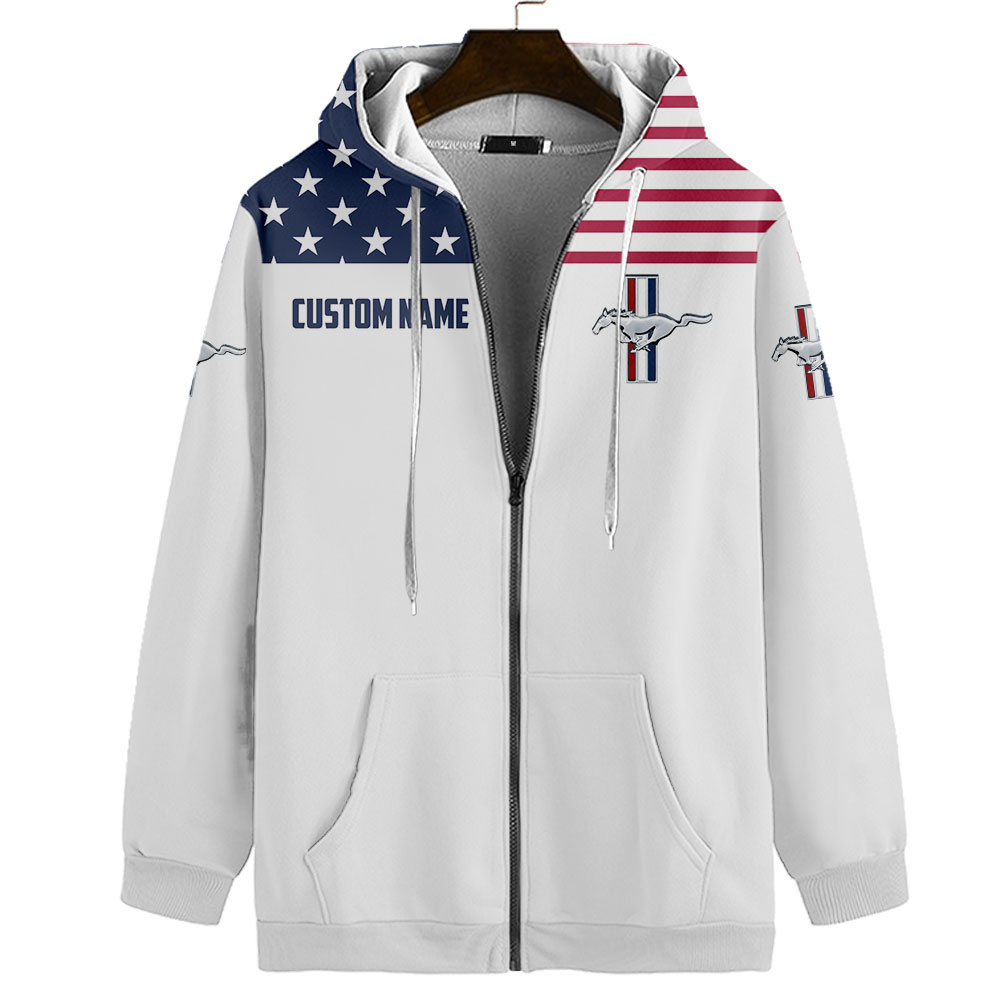 Ford Mustang US Flag Full Printing T-Shirt, Hoodie, Zip, Polo, Hawaiian Shirt