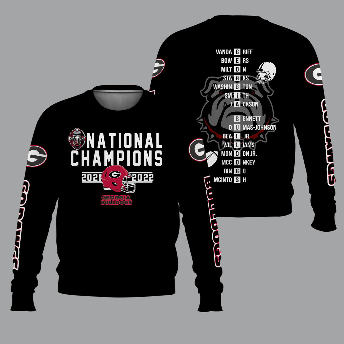 Georgia Bulldogs 2022 National Champions Black Shirts - v10