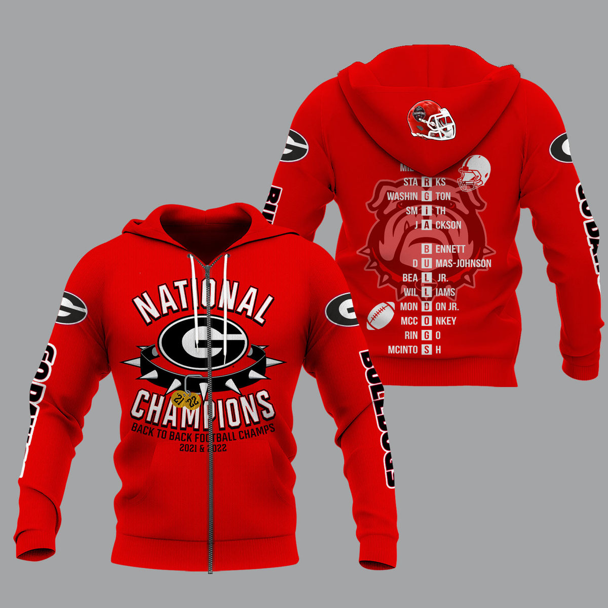 Georgia Bulldogs 2022 National Champions Red Shirts - v11