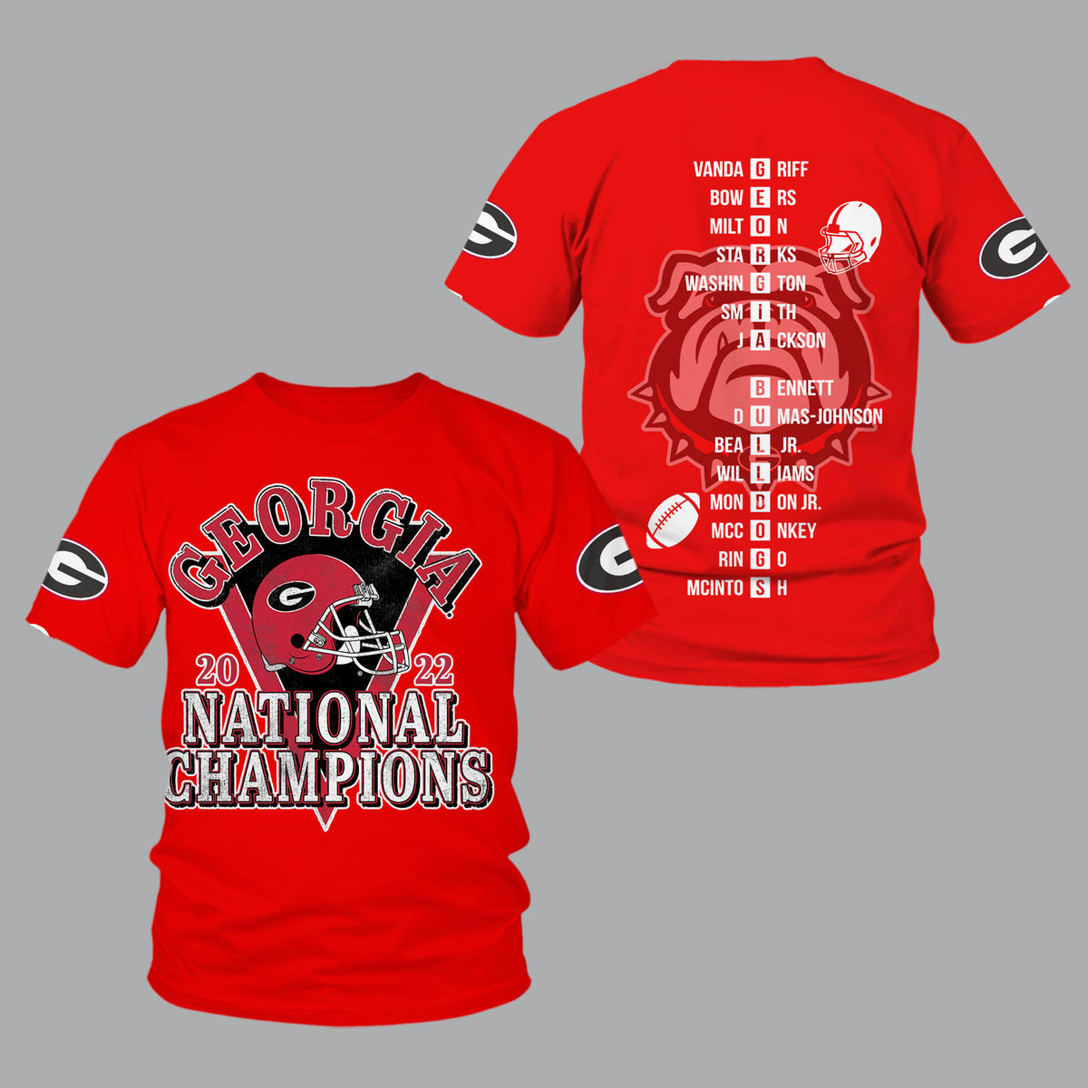 Georgia Bulldogs 2022 National Champions Red Shirts - v12