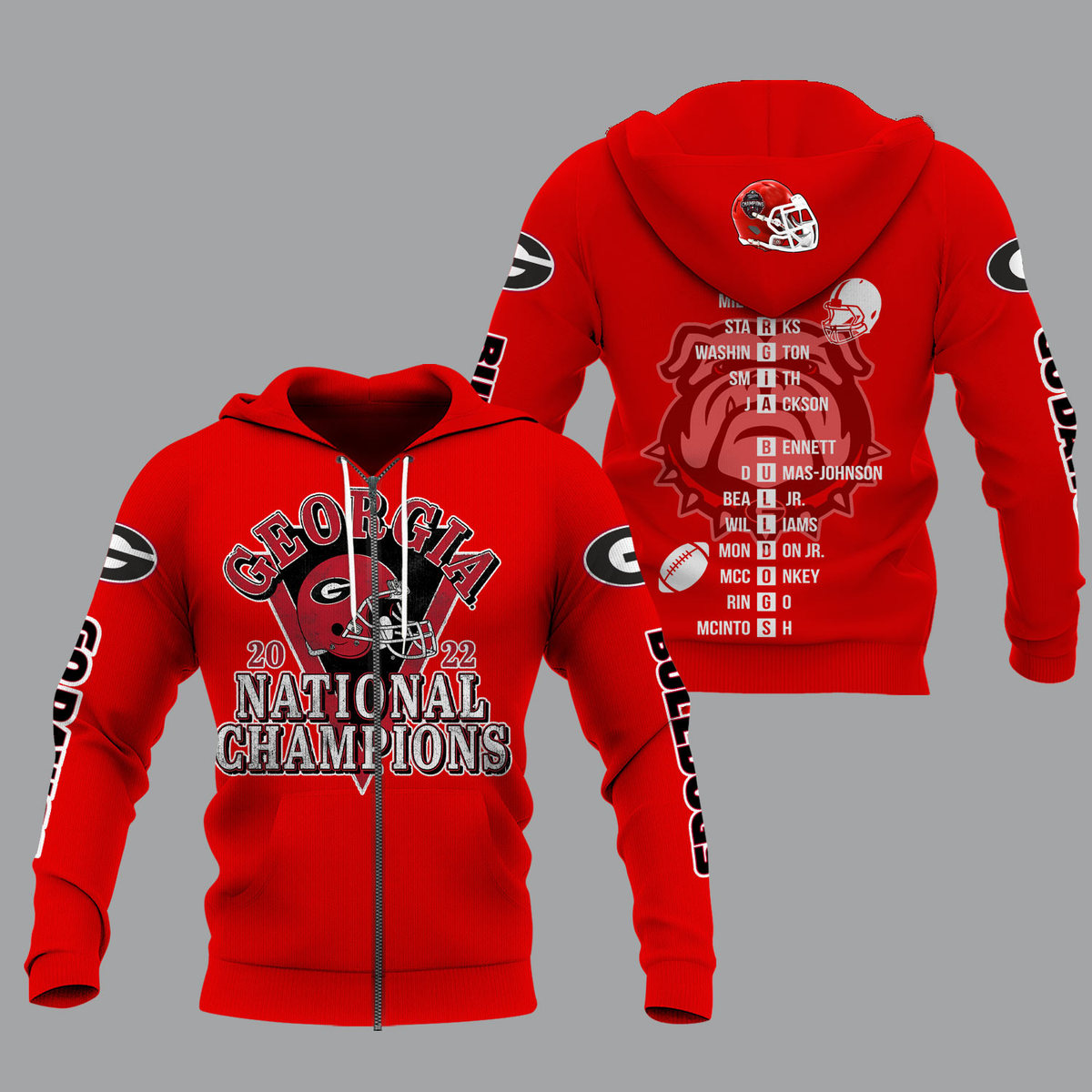 Georgia Bulldogs 2022 National Champions Red Shirts - v12