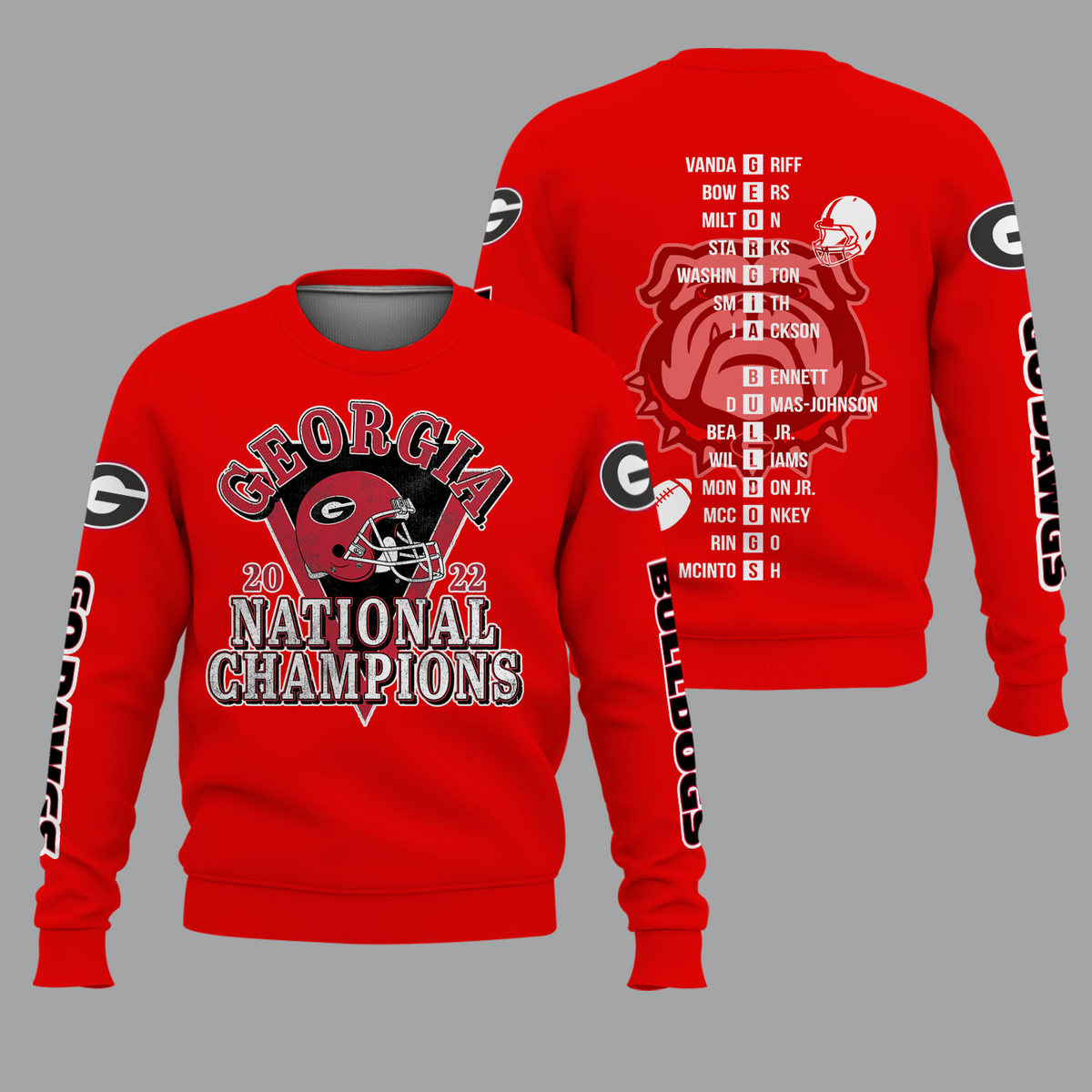 Georgia Bulldogs 2022 National Champions Red Shirts - v12
