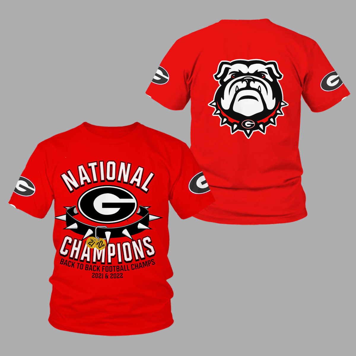 Georgia Bulldogs 2022 National Champions Red Shirts - v17