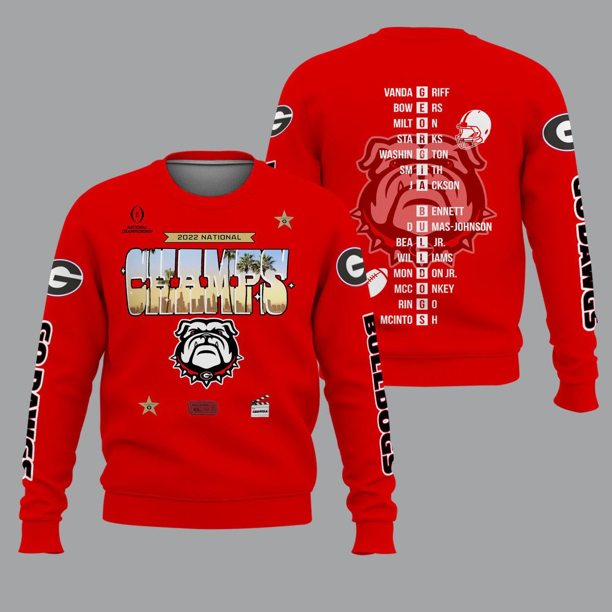 Georgia Bulldogs 2022 National Champions Red Shirts - v7