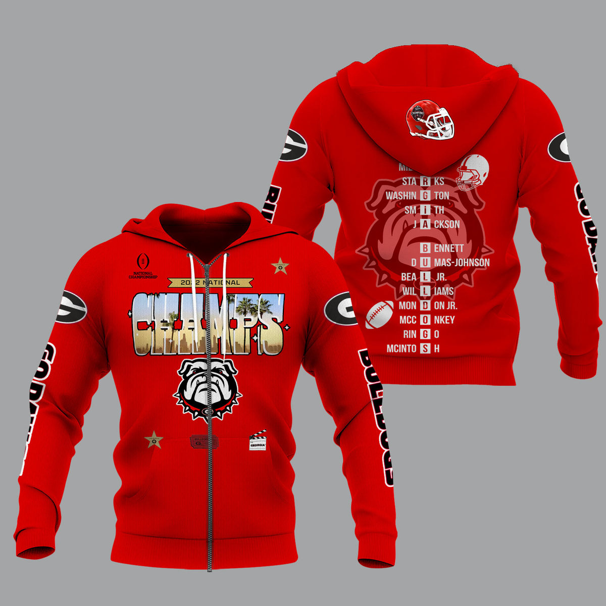 Georgia Bulldogs 2022 National Champions Red Shirts - v7